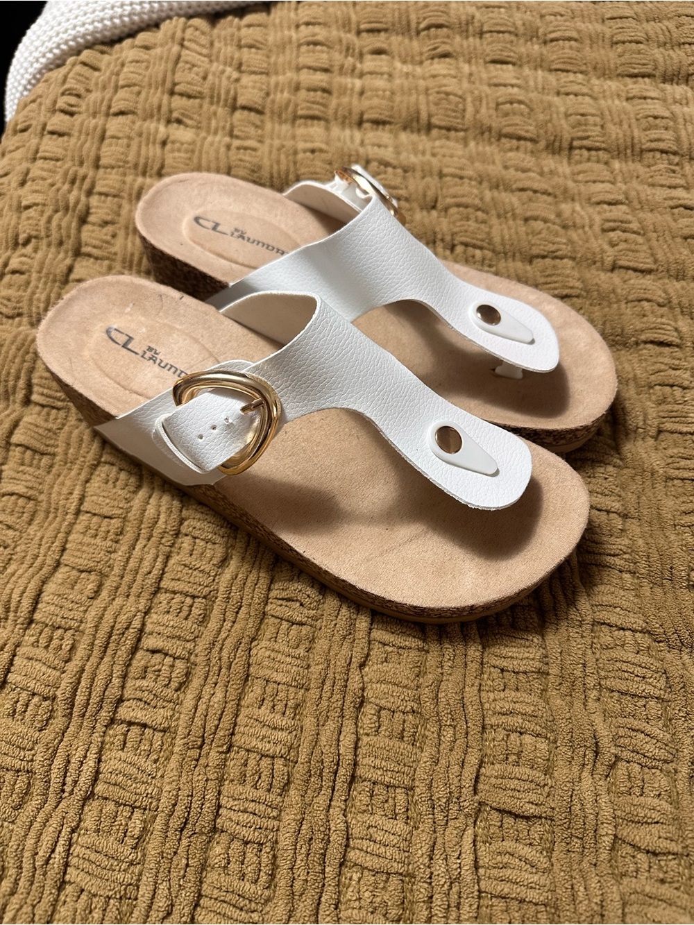White Thong Cork Footbed Sandals